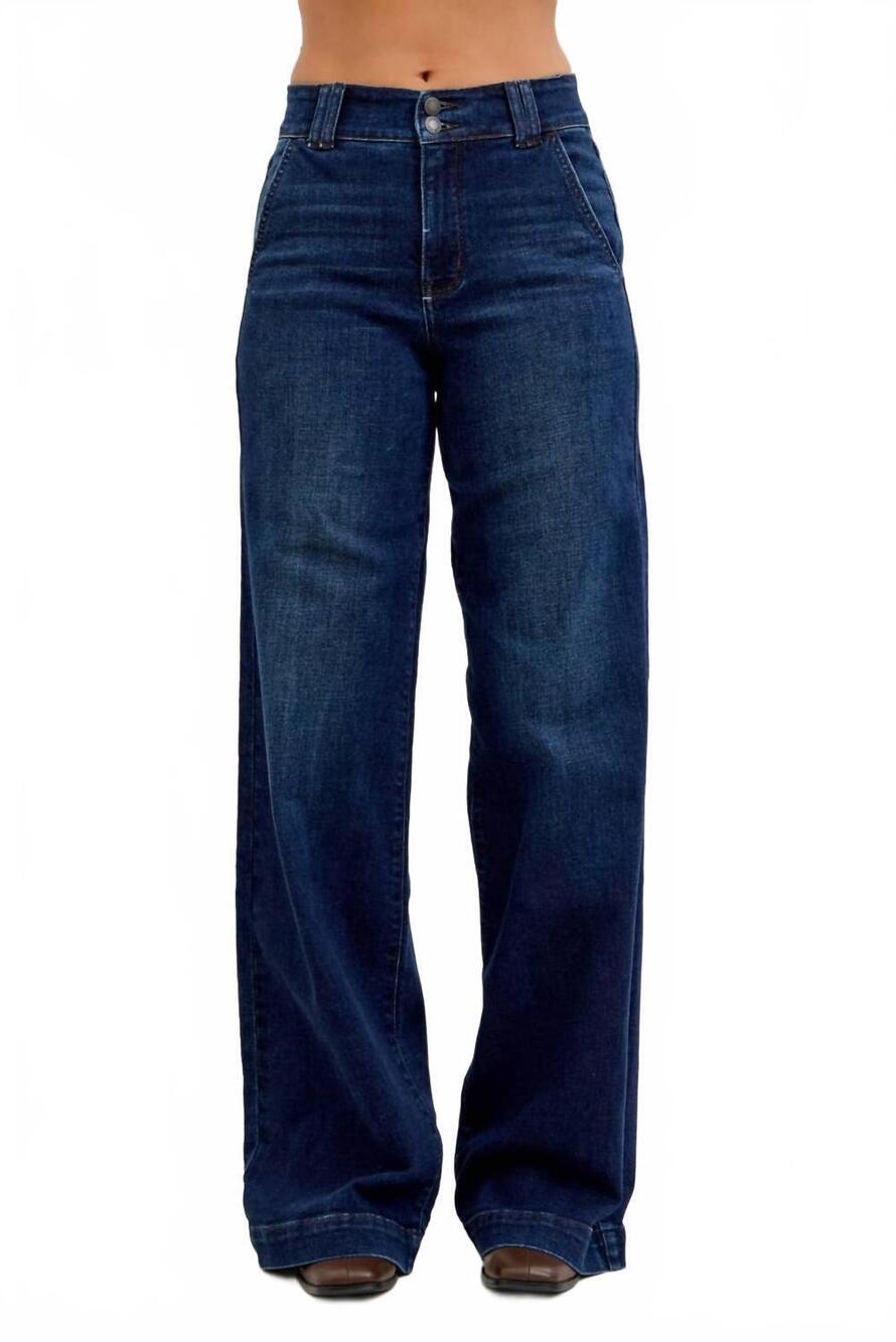 NEW JUDY BLUE women's wide leg high waist trouser in blue